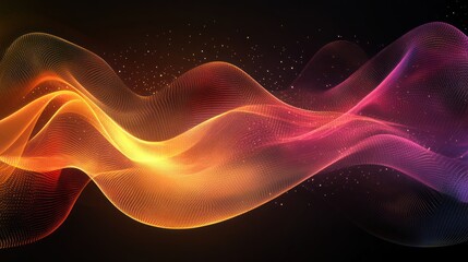 Fototapeta premium Abstract glowing wave, dark background, digital art, website banner