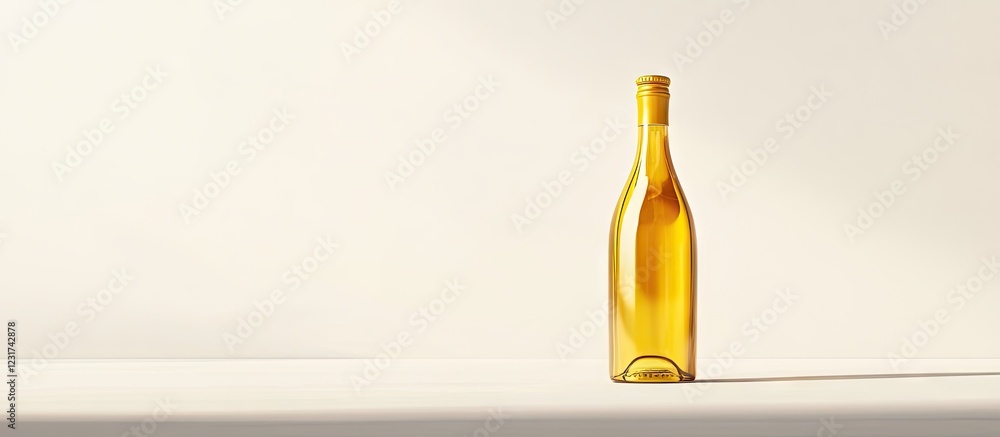 Poster elegant amber wine bottle positioned centrally on a minimalistic light beige background casting a so
