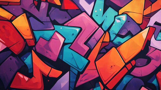 Colorful Graffiti Vector Background for Urban Art Designs, Cool Street Style Wallpaper, Modern Graffiti Illustration
