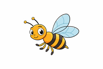 Cute Bee Flying Cartoon Vector Icon Illustration