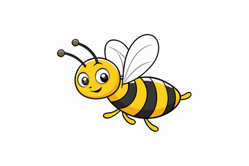 Cute Bee Flying Cartoon Vector Icon Illustration