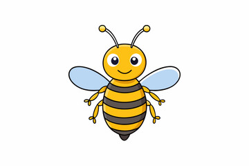 Cute Bee Flying Cartoon Vector Icon Illustration