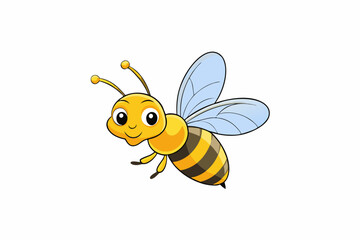 Cute Bee Flying Cartoon Vector Icon Illustration