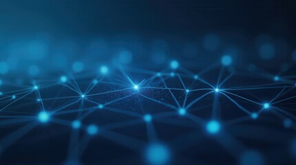 Fototapeta premium Abstract computer technology blue background banner futuristic business data technology modern concept, circuit board shape lines connecting link structure dark blue contrast