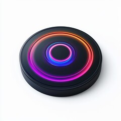 Wireless charging pad with a glowing LED indicator, placed on a bright white background
