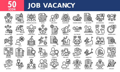 Job vacancy icon set collection. Simple line vector.