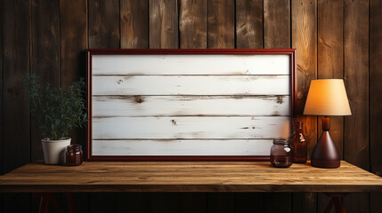 Picture frame with white background on a wooden floor