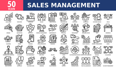Sales management icon set collection. Simple line vector.