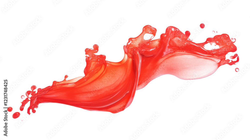 Poster red liquid splashing with transparent background