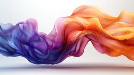 Obraz premium Flowing liquid glass shape with smooth, glossy colors and wavy motion, creating a minimalistic, futuristic look, isolated on transparent background