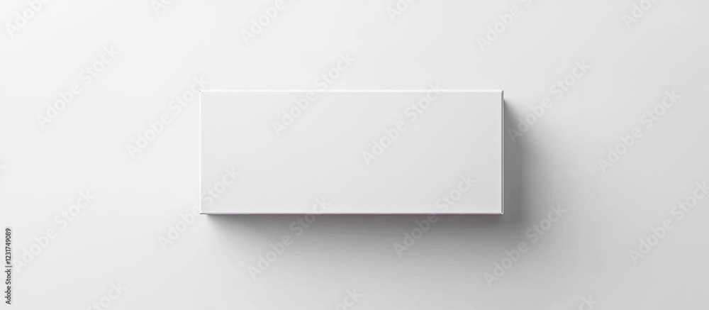 Poster minimalistic white rectangular box mockup with top view on a clean white background showcasing clear