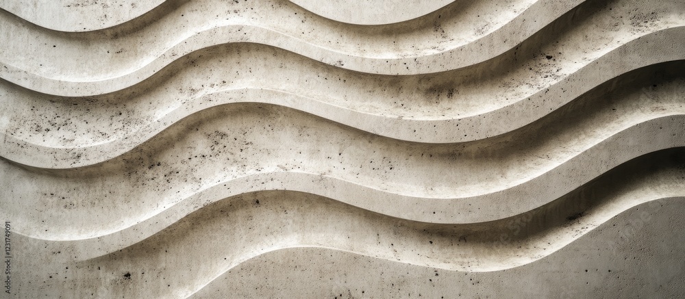 Poster textured cement surface with wavy patterns in light gray tones, showcasing depth and variation, idea