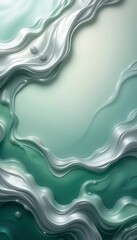 Fototapeta premium Abstract Liquid Swirls Green and White Cream Texture