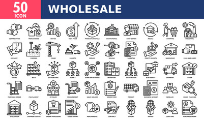 Wholesale icon set collection. Simple line vector.