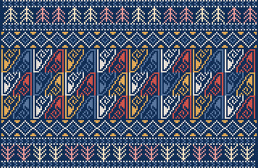 Knitting seamless patterns. Abstract geometric pattern design for wrapping paper, fabric pattern. Beautiful textile pattern for background or wallpaper. Decoration for Merry Christmas, Happy New Year.