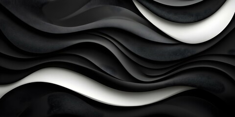 Fototapeta premium A flowing pattern of black and white curves creating a dynamic, abstract design. Concept Dynamic Abstract Design, Black and White Curves, Flowing Patterns, Artistic Composition, Modern Aesthetics