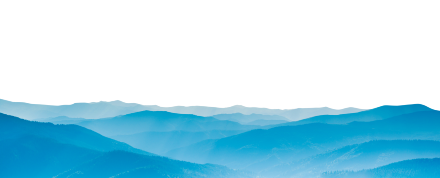 Blue mountains blue hills landscape for nature background in PNG isolated on transparent background