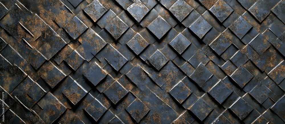 Poster aged silver and black metal texture with scratches intersecting on a diagonal grid pattern against a