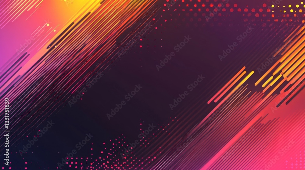 Poster abstract diagonal lines background with bright colors and dots
