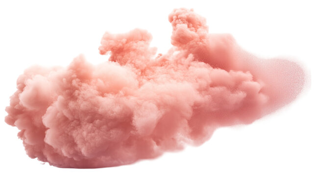 Pink Smoke Cloud Explosion Isolated on White and Transparent Background