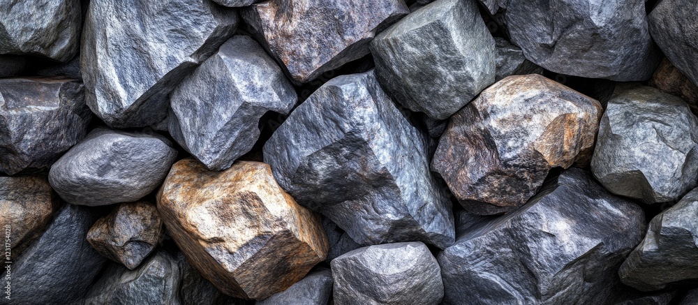 Poster textured gray and brown stones form a rugged background with intricate details and varying shapes ar