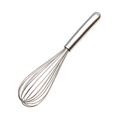 Modern Dough Whisk with Polished Wire Loops Isolated on Transparent Background