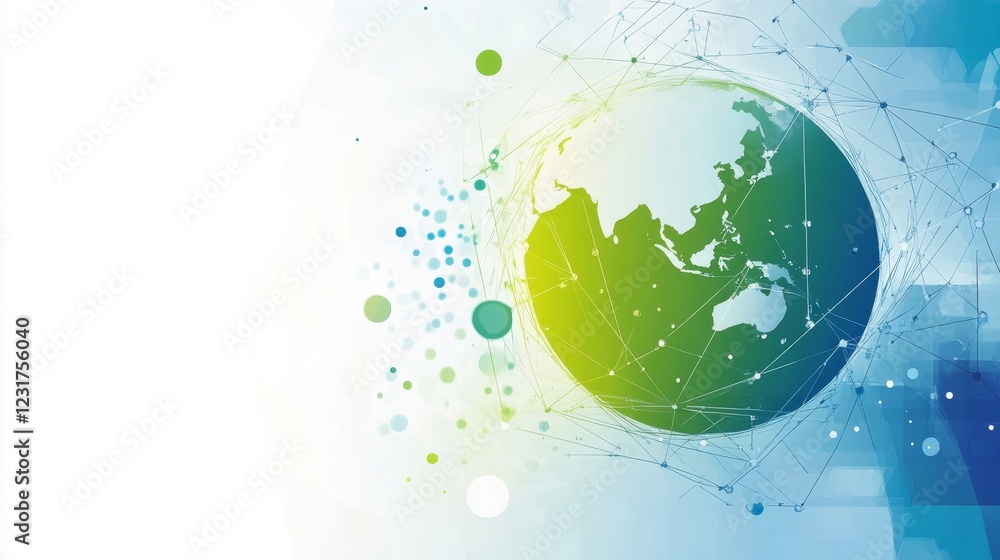 Poster global network connection: abstract earth visualization