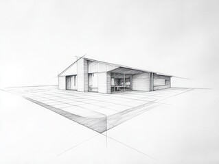 Architectural Sketch of Modern House Design