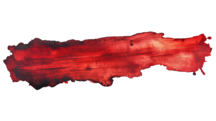 Red paint brush stroke on transparent background