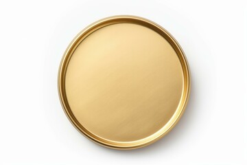 Round golden tray isolated on white background, perfect for showcasing products or adding a touch of elegance to designs