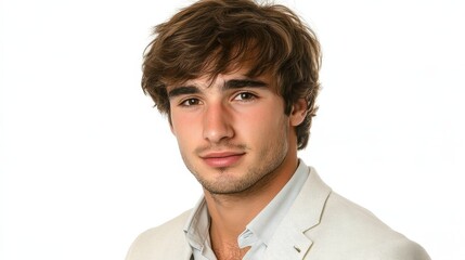 Young Man Portrait Casual Outfit Brown Hair