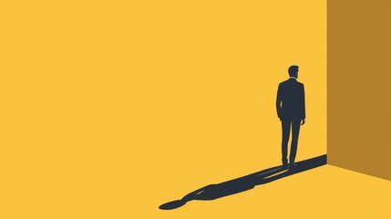 Businessman Facing a Corner, a Symbolic Representation of Uncertainty and Decision-Making