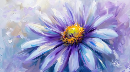 Obraz premium A lavender daisy with a yellow cente