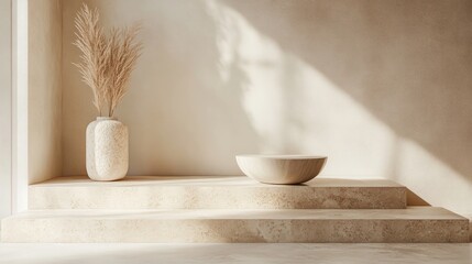 Close-up view of a minimal podium with clean, geometric lines and a smooth surface, perfect for product display