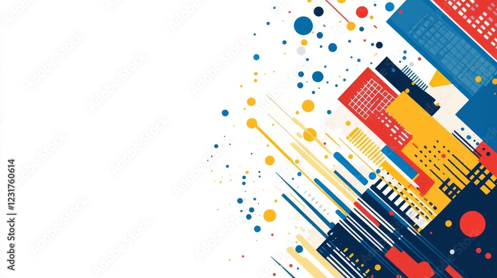 Poster abstract geometric composition with bold colors and dynamic shapes