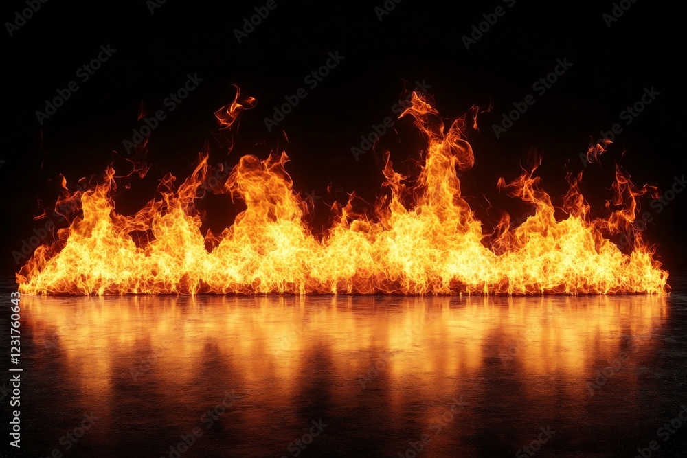 Aufkleber bright orange flames dance against a dark background, creating a mesmerizing visual display with ref
