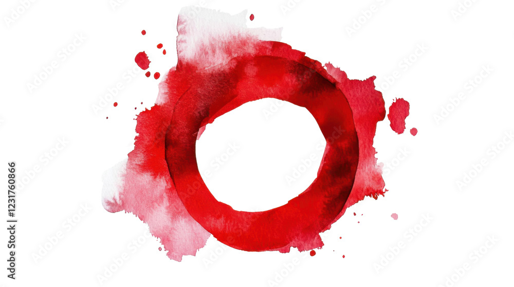Poster red watercolor circle with transparent background creating negative space