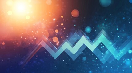 Abstract Blue and Orange Zigzag Pattern with Glowing Lights