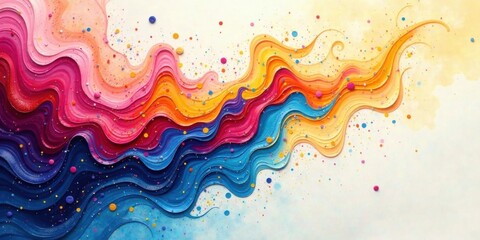 Fototapeta premium Vibrant Hues Cascading in Rhythmic Waves, Adorned with a Scatter of Joyful Dots