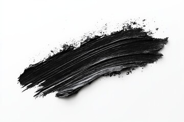 Black paint stroke on a clean white canvas showcasing texture and movement in art creation process