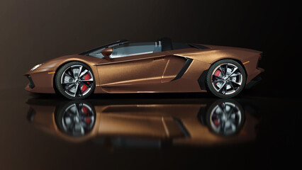 Goldenes Sportcabrio auf siegelnder Fl&auml;che