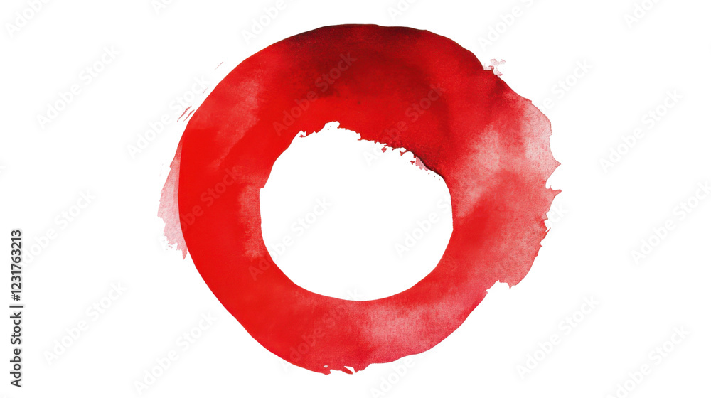 Poster red watercolor circle with transparent background creating negative space