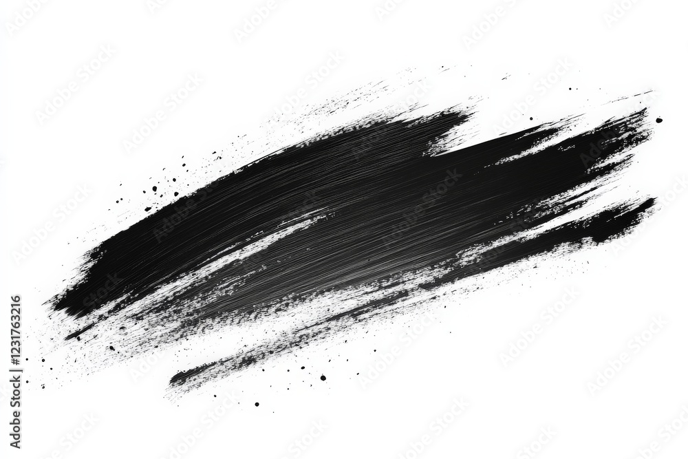 Poster creative black brush stroke on white background showcasing artistic expression and texture