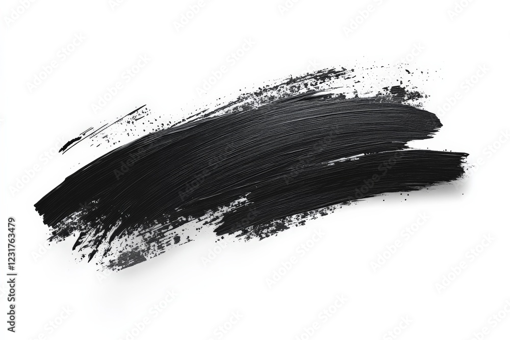 Aufkleber black paint brushstroke creates an abstract design on a white background highlighting artistic expre