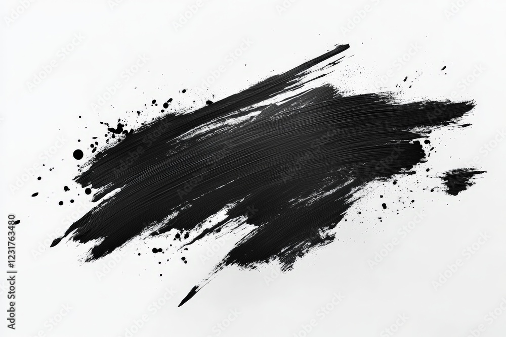 Aufkleber black paint smear on white canvas showcasing texture and artistic expression in a creative workspace