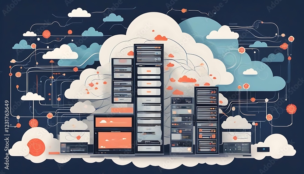 Poster cloud computing server network: data centers and cloud storage interconnection