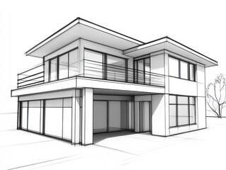 Architectural Sketch Modern Two Story House Design