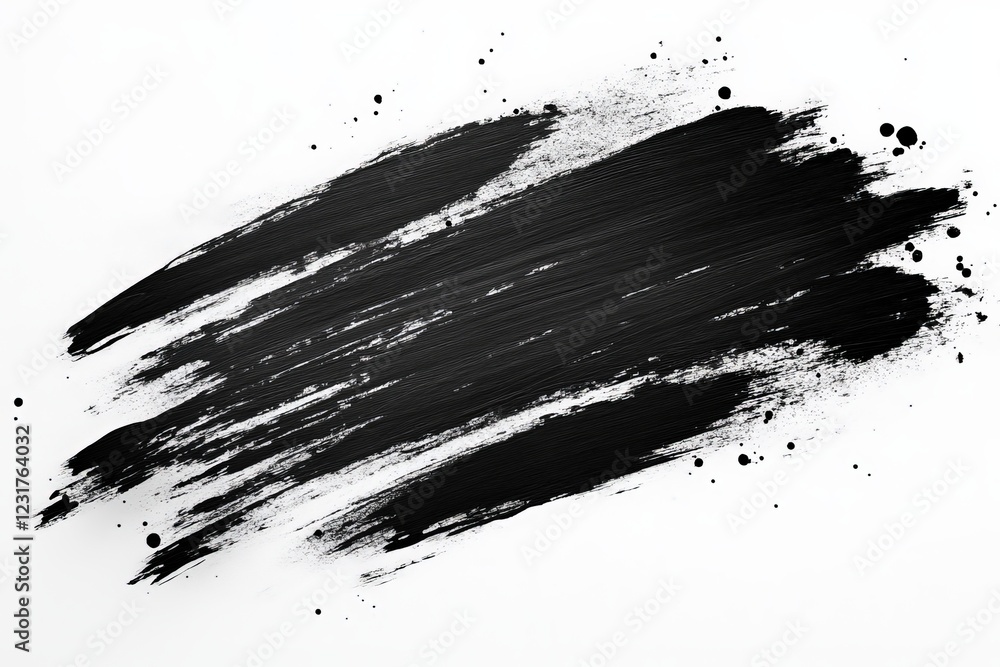 Poster artistic black brushstroke on white background creates a bold and striking contrast in abstract desi