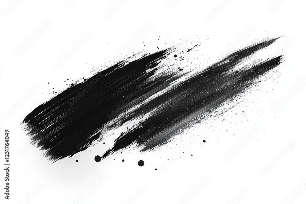 Leinwandbilder Dynamic black paint strokes create an artistic abstract design on a white background