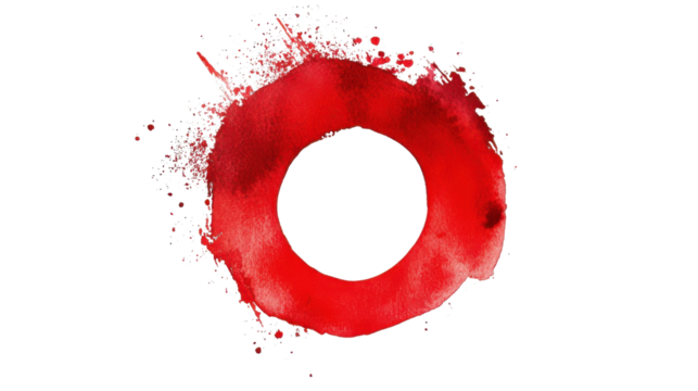 Red watercolor circle with transparent background creating stunning visual effect